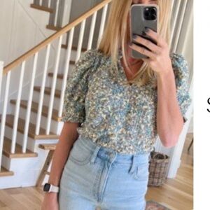 LOFT Short Sleeve Floral Blouse